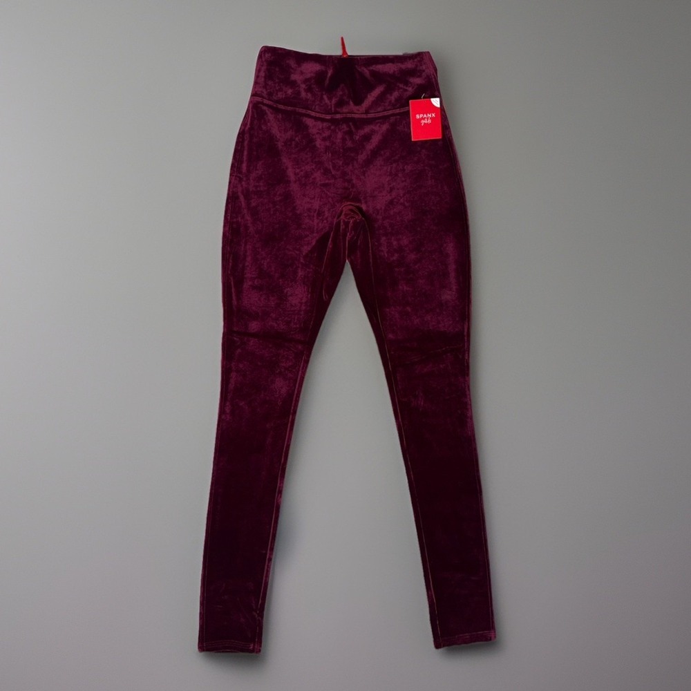 NWT Spanx‎ Girls' Velvet Leggings Sz M Rich Burgundy